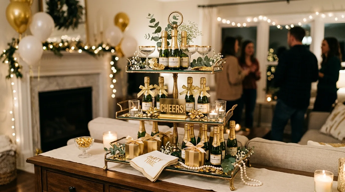 Champagne-inspired New Year's Eve tiered tray